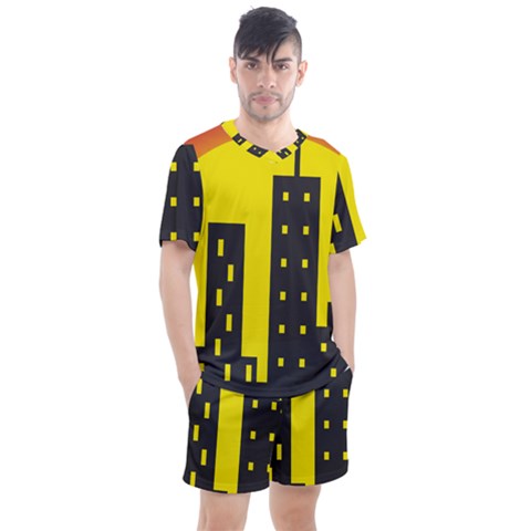 Skyline-city-building-sunset Men s Mesh Tee And Shorts Set by Sudhe