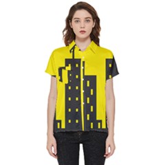 Skyline-city-building-sunset Short Sleeve Pocket Shirt by Sudhe