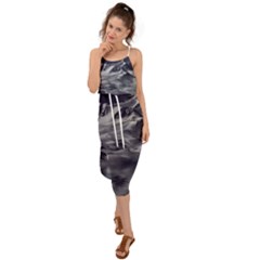 Mountain-snow-night-cold-winter Waist Tie Cover Up Chiffon Dress by Sudhe