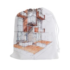 Rag-flats-onion-flats-llc-architecture-drawing Graffiti-architecture Drawstring Pouch (2xl) by Sudhe