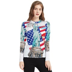 Statue Of Liberty Independence Day Poster Art Women s Long Sleeve Rash Guard by Sudhe