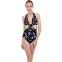 Pastel Goth Witch Halter Front Plunge Swimsuit View1