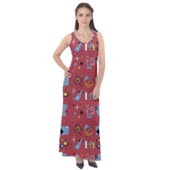 50s Red Sleeveless Velour Maxi Dress by NerdySparkleGoth