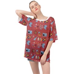 50s Red Oversized Chiffon Top by NerdySparkleGoth