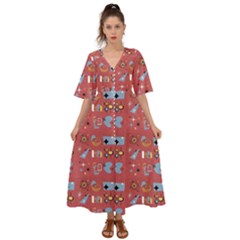 50s Red Kimono Sleeve Boho Dress by NerdySparkleGoth