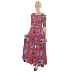 50s Red Half Sleeves Maxi Dress by NerdySparkleGoth