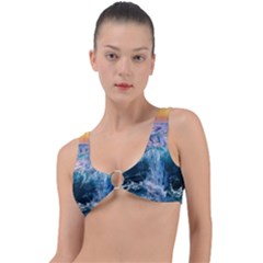 Sea-waves-ocean-water-beach-surf Ring Detail Bikini Top by Sudhe