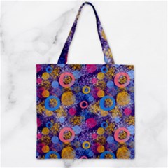 Multicolored Splashes And Watercolor Circles On A Dark Background Zipper Grocery Tote Bag by SychEva