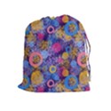 Multicolored Splashes And Watercolor Circles On A Dark Background Drawstring Pouch (XL) View1