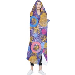 Multicolored Splashes And Watercolor Circles On A Dark Background Wearable Blanket by SychEva