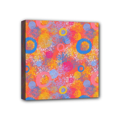 Multicolored Splashes And Watercolor Circles On A Dark Background Mini Canvas 4  X 4  (stretched) by SychEva