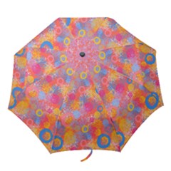 Multicolored Splashes And Watercolor Circles On A Dark Background Folding Umbrellas by SychEva