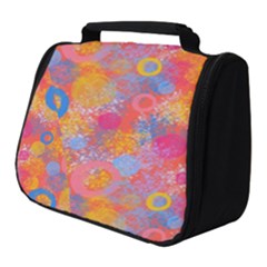 Multicolored Splashes And Watercolor Circles On A Dark Background Full Print Travel Pouch (small) by SychEva