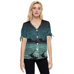 Industry-setting-world-urban Bow Sleeve Button Up Top by Sudhe