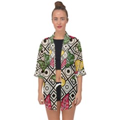 Leaves Foliage Batik Seamless Open Front Chiffon Kimono by Amaryn4rt