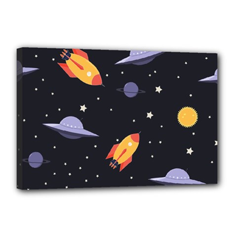 Cosmos Rockets Spaceships Ufos Canvas 18  X 12  (stretched) by Amaryn4rt