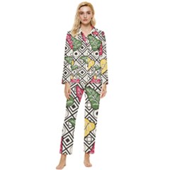 Leaves Foliage Batik Seamless Womens  Long Sleeve Pocket Pajamas Set by Amaryn4rt