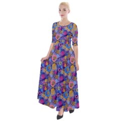 Multicolored Circles And Spots Half Sleeves Maxi Dress by SychEva
