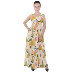 Yellow Juicy Pears And Apricots Empire Waist Velour Maxi Dress by SychEva