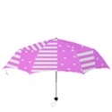 Saturated Pink lines and stars pattern, geometric theme Folding Umbrellas View3