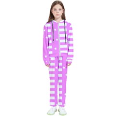 Saturated Pink Lines And Stars Pattern, Geometric Theme Kids  Tracksuit by Casemiro