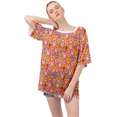 Cute Faces Of Dogs And Cats With Glasses Oversized Chiffon Top by SychEva