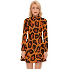 Leopard-print 3 Long Sleeve Velour Longline Dress by skindeep