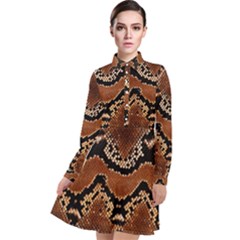Leatherette Snake 3 Long Sleeve Chiffon Shirt Dress by skindeep
