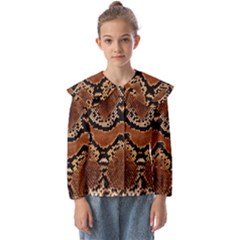 Leatherette Snake 3 Kids  Peter Pan Collar Blouse by skindeep