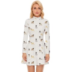 Funny Pugs Long Sleeve Velour Longline Dress by SychEva