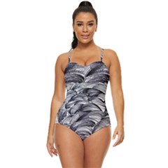 Monochrome Smudge Retro Full Coverage Swimsuit by kaleidomarblingart