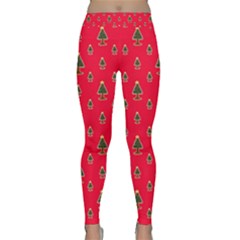 Sketchy Christmas Tree Motif Drawing Pattern Classic Yoga Leggings by dflcprintsclothing