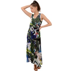 Snow In A City-1-1 V-neck Chiffon Maxi Dress by bestdesignintheworld