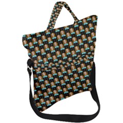 Girl Black Fold Over Handle Tote Bag by snowwhitegirl