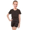 Cute Deer Pattern Black Kids  Mesh Tee and Shorts Set View1