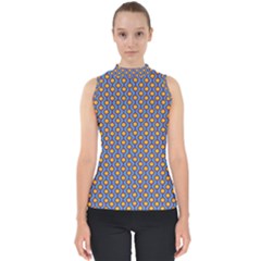 Yellow Circles On A Purple Background Mock Neck Shell Top by SychEva