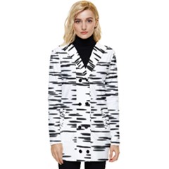 Black And White Abstract Pattern, Ovals Button Up Hooded Coat  by Casemiro