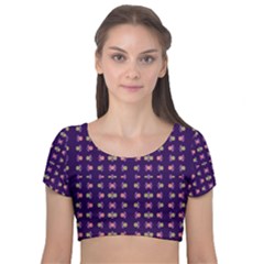 Digital Springs Velvet Short Sleeve Crop Top  by Sparkle