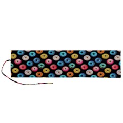 Multicolored Donuts On A Black Background Roll Up Canvas Pencil Holder (l) by SychEva