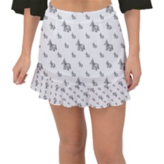 Grey Unicorn Sketchy Style Motif Drawing Pattern Fishtail Mini Chiffon Skirt by dflcprintsclothing