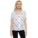 Grey Unicorn Sketchy Style Motif Drawing Pattern Bow Sleeve Button Up Top View1