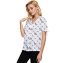 Grey Unicorn Sketchy Style Motif Drawing Pattern Bow Sleeve Button Up Top View2