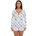 Grey Unicorn Sketchy Style Motif Drawing Pattern Long Sleeve Boyleg Swimsuit View1