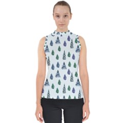 Coniferous Forest Mock Neck Shell Top by SychEva
