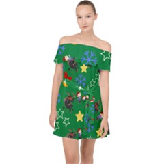 Krampus And Brat Green Off Shoulder Chiffon Dress by NerdySparkleGoth