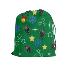 Krampus Kawaii Green Drawstring Pouch (xl) by NerdySparkleGoth