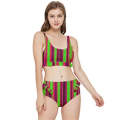 Warped Stripy Dots Frilly Bikini Set by essentialimage365
