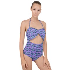 Pattern Scallop Top Cut Out Swimsuit by Sparkle