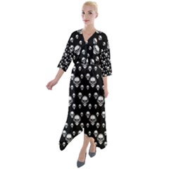 Skullmusician Quarter Sleeve Wrap Front Maxi Dress by Sparkle