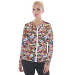 Retro Color Velvet Zip Up Jacket by Sparkle